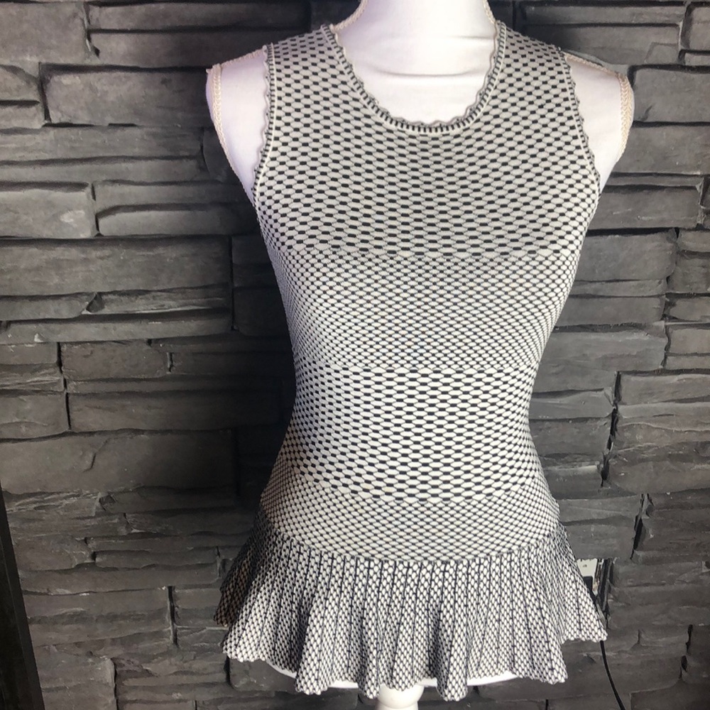 Torn by Ronny Kobo Black and White Peplum Top S